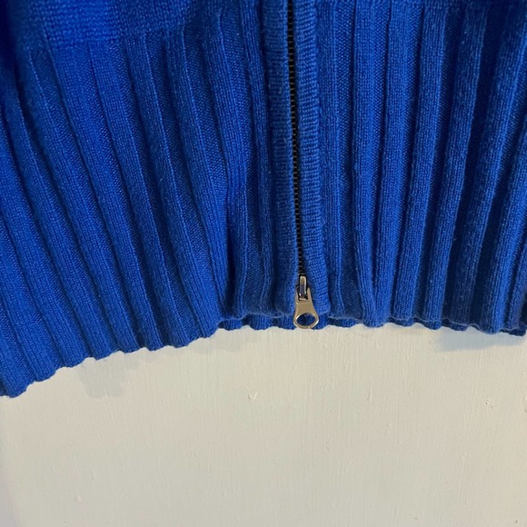 Boston Proper Blue Ribbed Full Two Way Zipper Sweater Cardigan, S - Picture 5 of 7